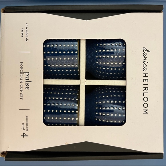 Blue Ceramic Dotted Cups Set of 4 - Picture 5 of 6